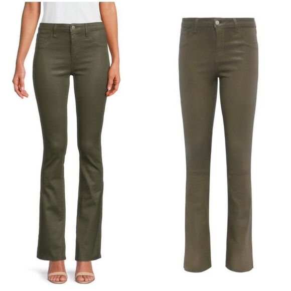 NWT L'AGENCE Selma High Rise Baby Boot Bootcut Jeans in Ivy Green Coated Size 25 - Picture 3 of 11